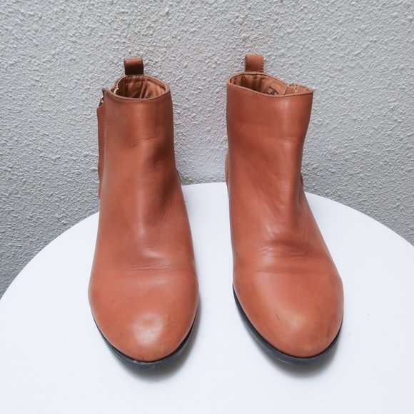 ASOS tan leather zip up boot booties shoes sz. 9 - Picture 3 of 6